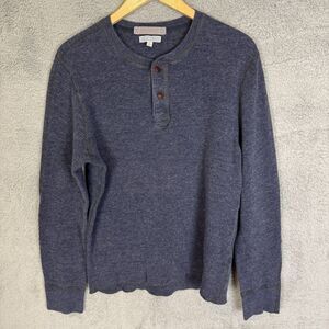 Wallace and Barnes Shirt Mens L Blue‎ Thermal Waffle Knit Henley Long Sleeve